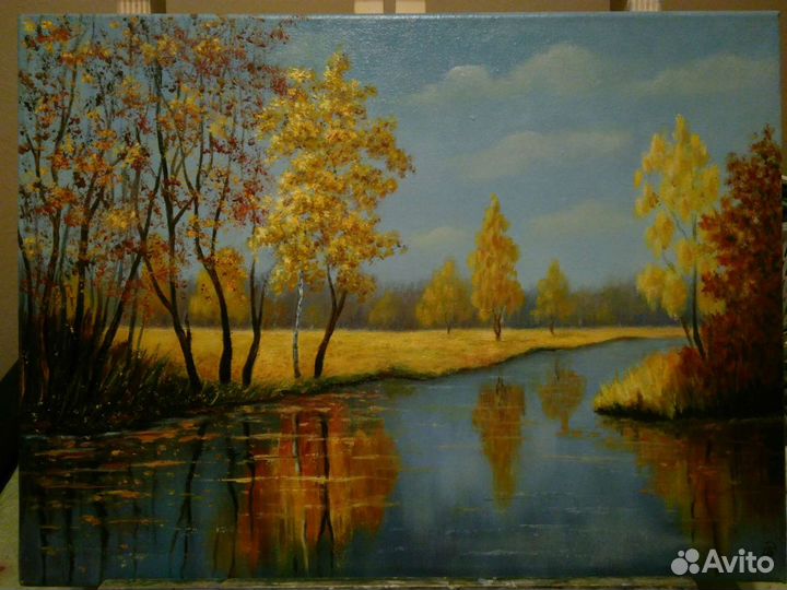 Картина маслом на холсте осенний пейзаж
