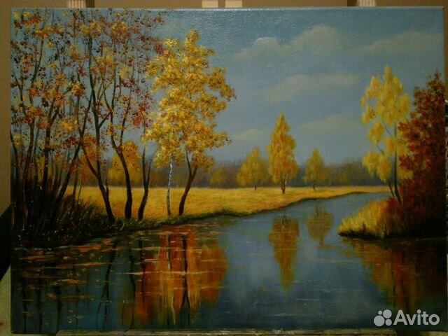 Картина маслом на холсте осенний пейзаж