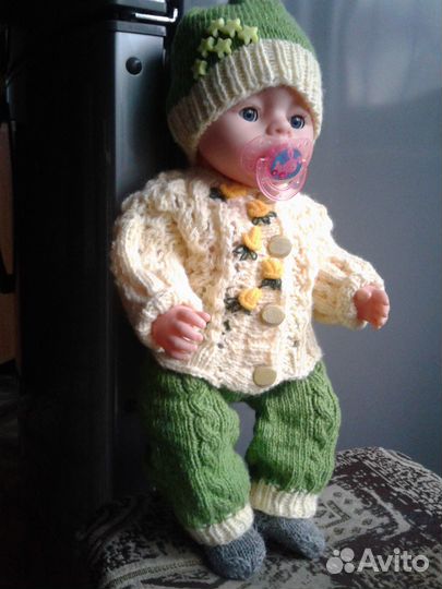 Вязаный комплект одежды для пупса Бэби Бон, 43 см