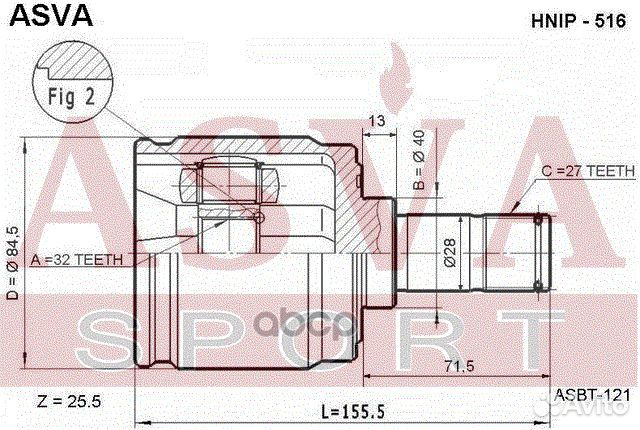 ШРУС внутренний 32X40X27 hnip-516 asva