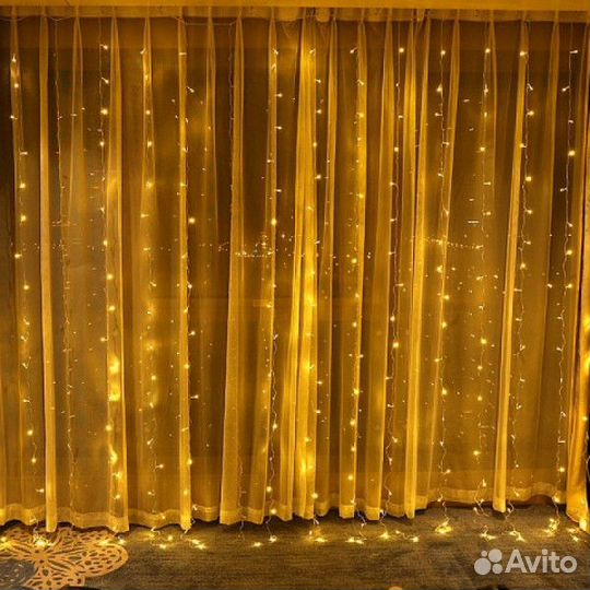 Новогодняя гирлянда (штора) 3х2