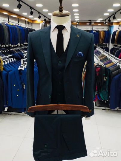 Мужской костюм изумрудный premium