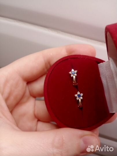 Золотые серьги детские с фианитами