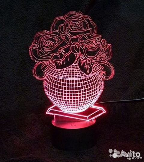 Светильник 3D Цветы