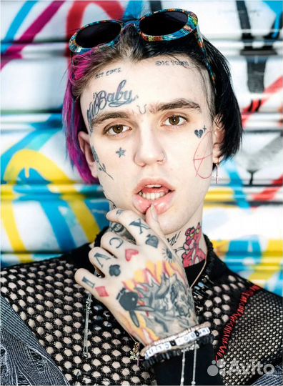 Lil Peep автограф на металле в рамке подарочный