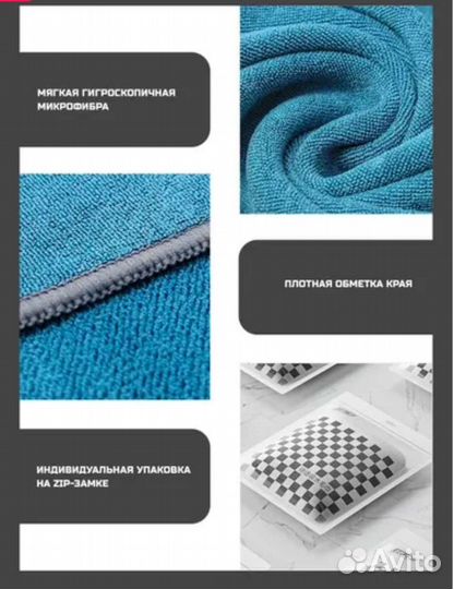 Автополотенце синее влаговпитывающее 35/75