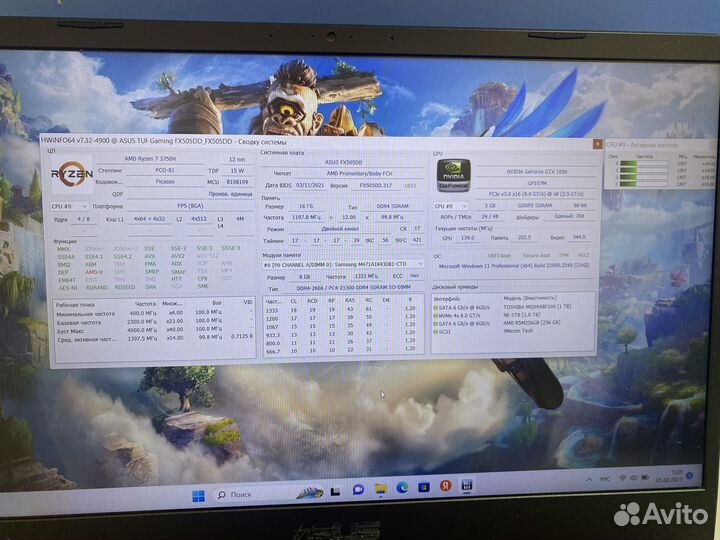 Игровой ноутбук asus tuf gaming fx 505D ryzen7