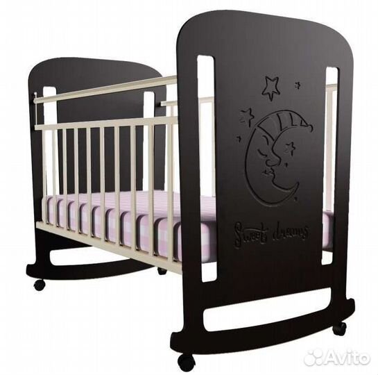 Детская кровать качалка до 3 лет + матрас бортики