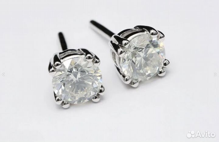 Новые серьги пусеты с бриллиантами CVD 2 карата