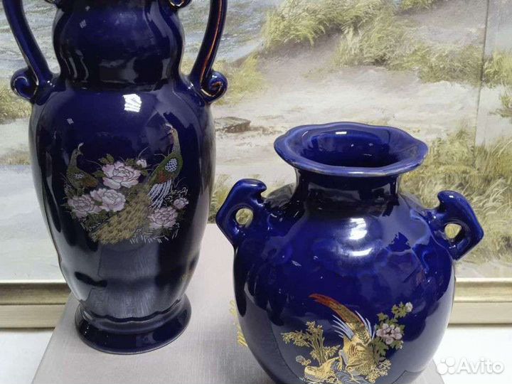 Вазочки кобальт фарфор СССР дерево Вьетнам