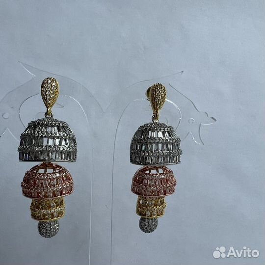 Серьги с цирконами крупные