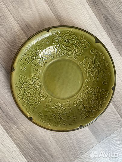 Блюдо винтажное СССР зик декор, фаянс, глазурь