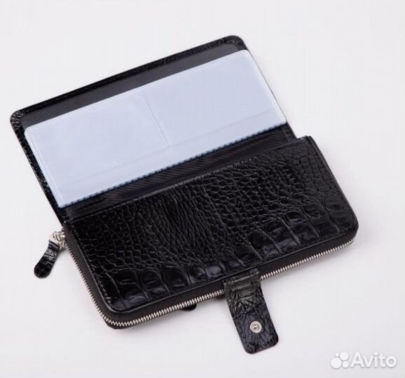 Кошелёк женский Кайман кожа чёрный Россия