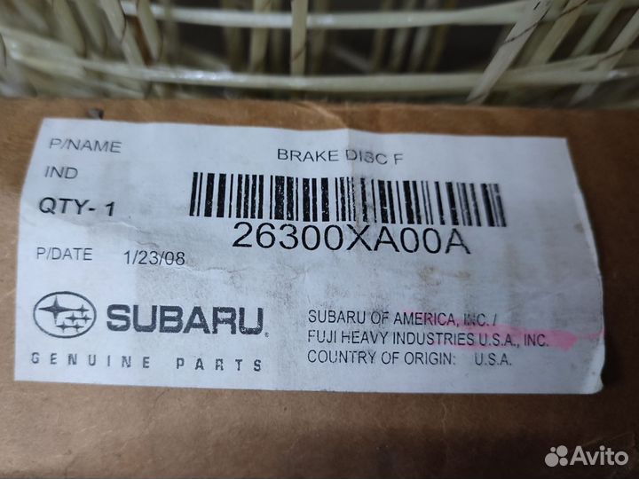 Диск тормозной передний Subaru 26300XA00A