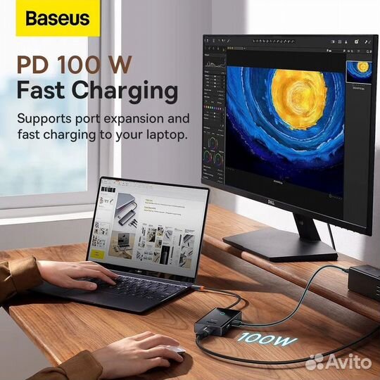 USB-хаб Baseus 5 в 1 4K 60 гц PD 100w