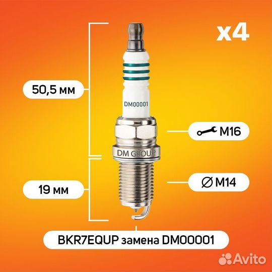 Комплект свечей зажигания BKR7equp
