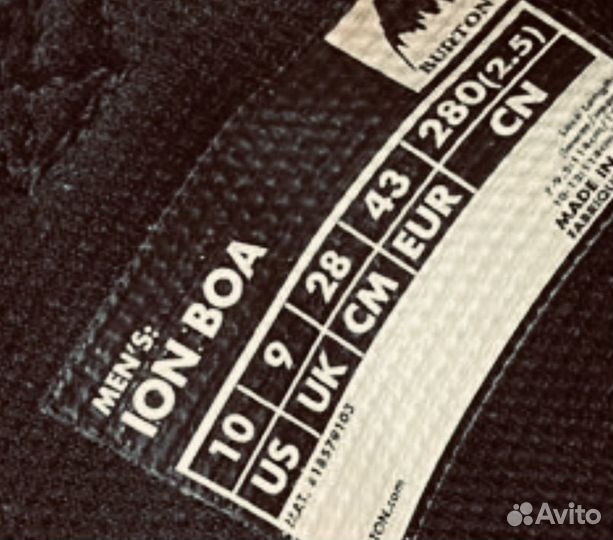 Сноубордические ботинки burton ion boa 10 us