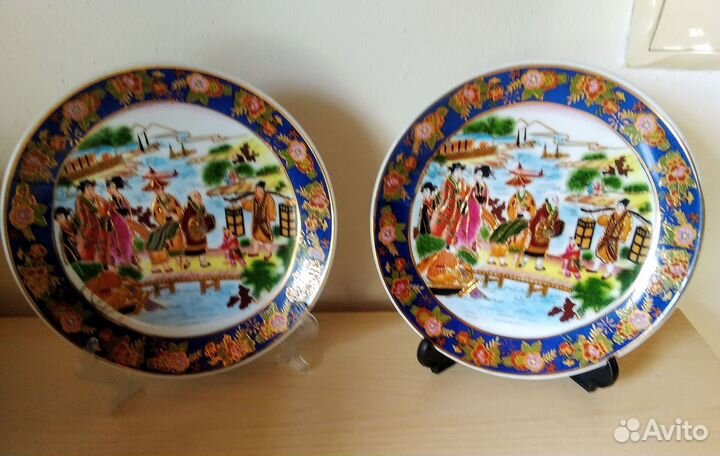 2 тарелки из фарфора,роспись с позолотой