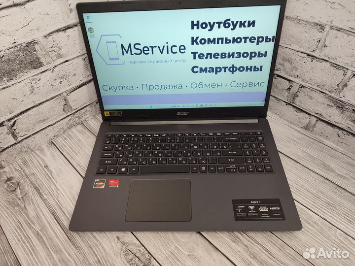 Ноутбук Acer Ryzen 3/AMD-2Gb/8Gb/SSD256Gb/15.6