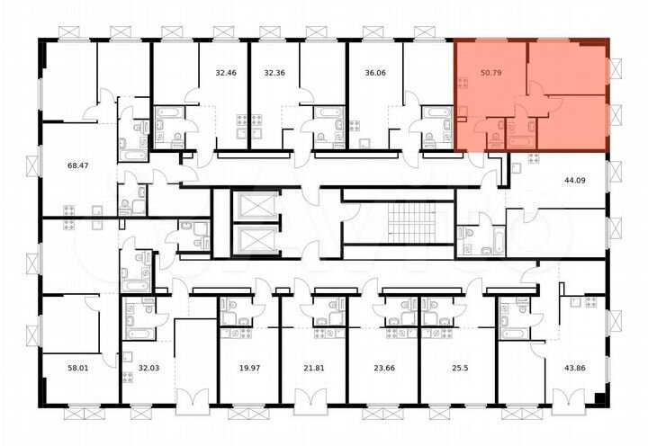 2-к. квартира, 50,8 м², 2/9 эт.