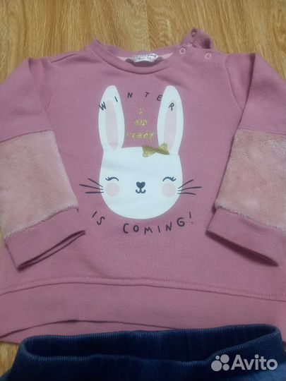 Джинсы на флисе и тёплая кофта 86