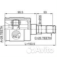 ШРУС внутренний левый 28x35x25 (honda civic EU/EP