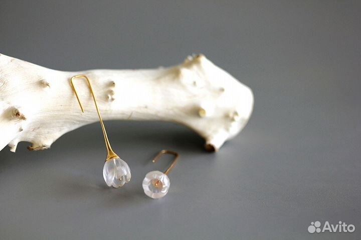 Нежные серьги подснежники в позолоте Sakura Dream