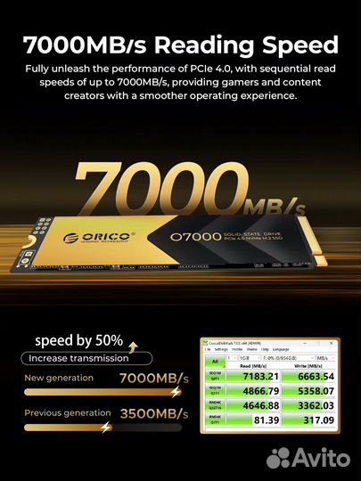 Orico O7000 PCIe 4.0 NVMe M.2 SSD 1 TB новый