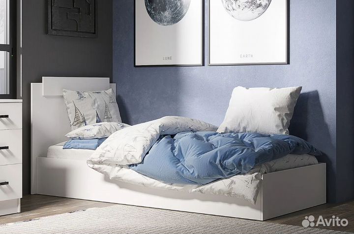 Кровать односпальная белая Новая / Гарантия 1 год