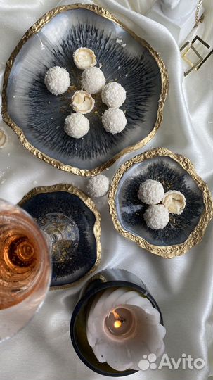 Набор блюдо и подставки из эпоксидной смолы