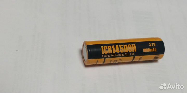 Аккумулятор ET ICR14500H (3.7В, 1000мАч, Li-Ion)