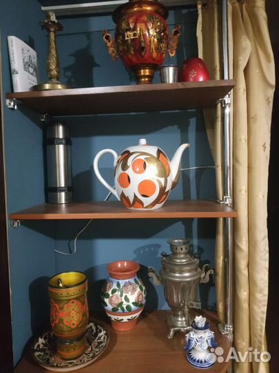 Самовар,чайник фарфоровый,ваза дерево с музыкой