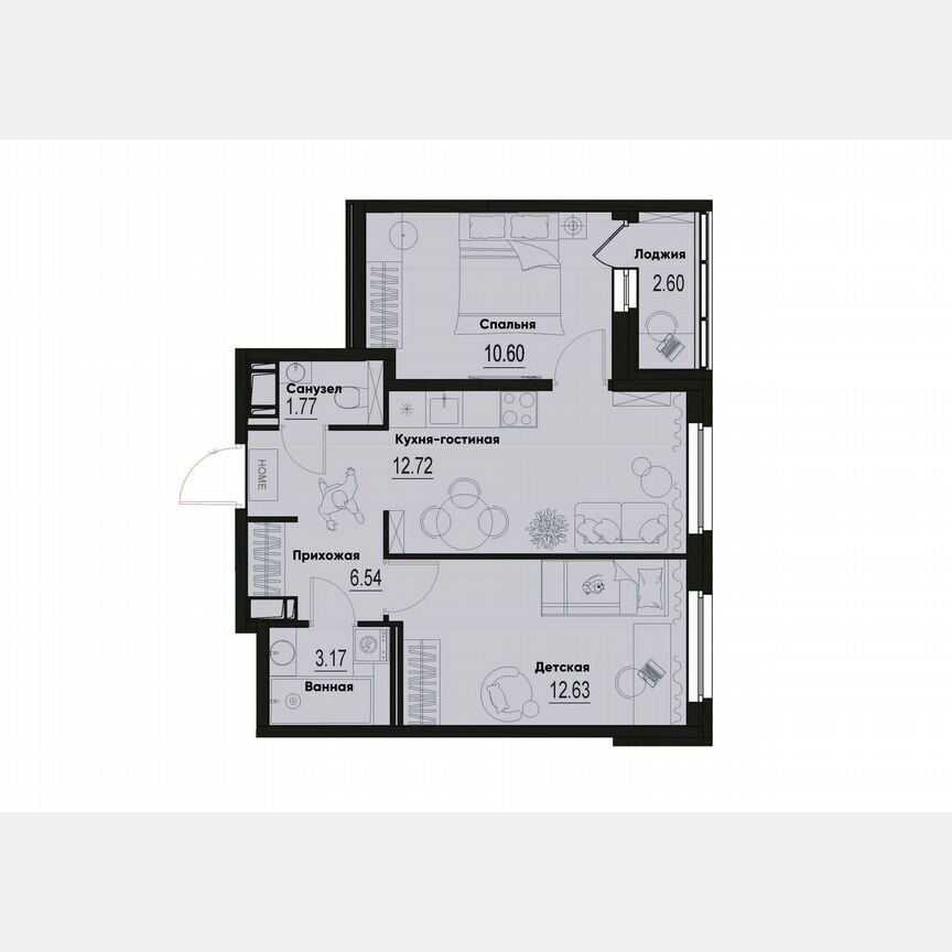 2-к. квартира, 48,7 м², 10/12 эт.