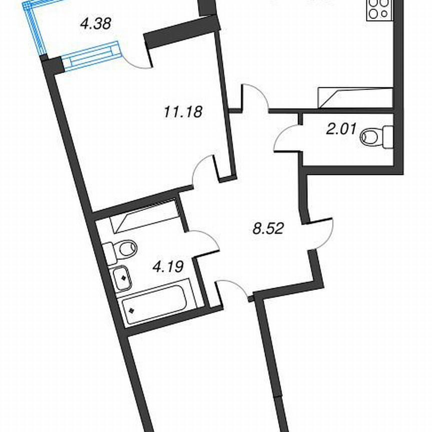 2-к. квартира, 60,1 м², 13/22 эт.