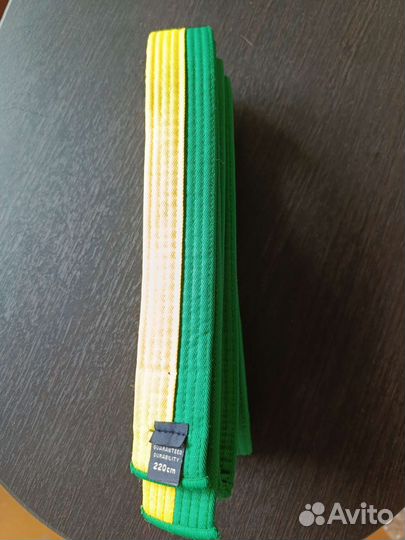 Пояс для тхэквондо желто-зеленый