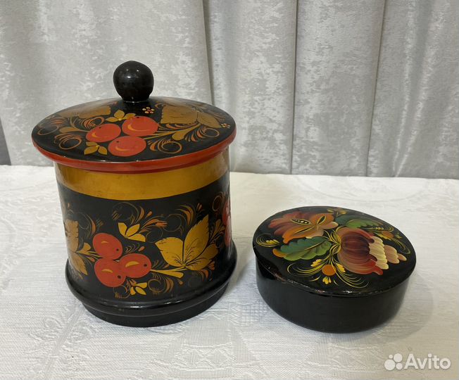 Деревянная шкатулка, банка хохлома