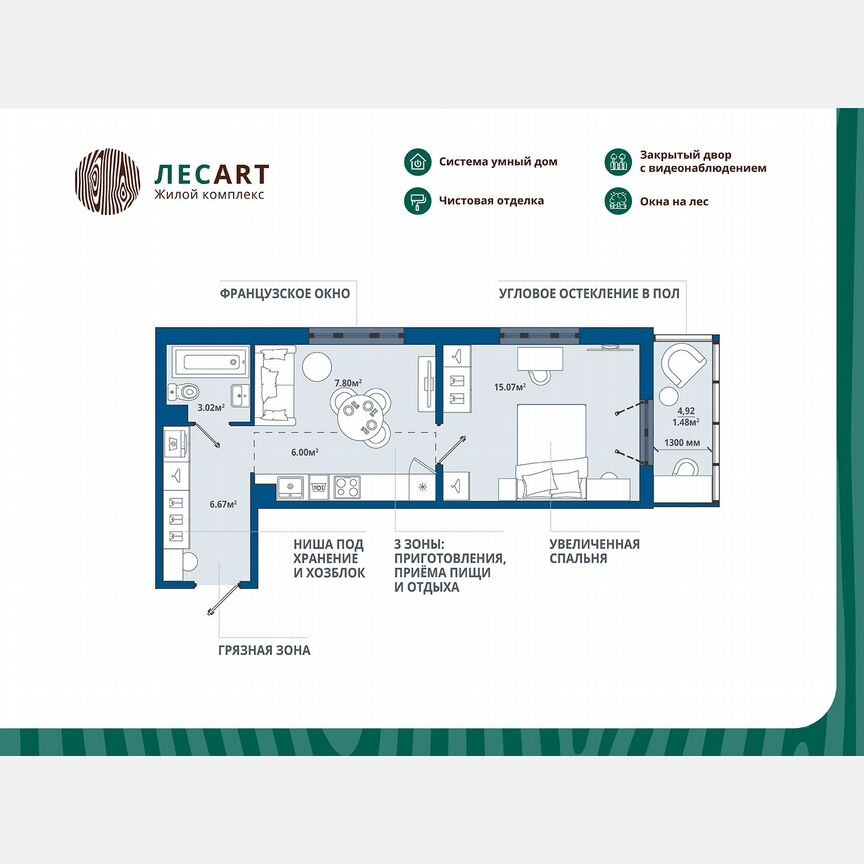 1-к. квартира, 40 м², 2/12 эт.