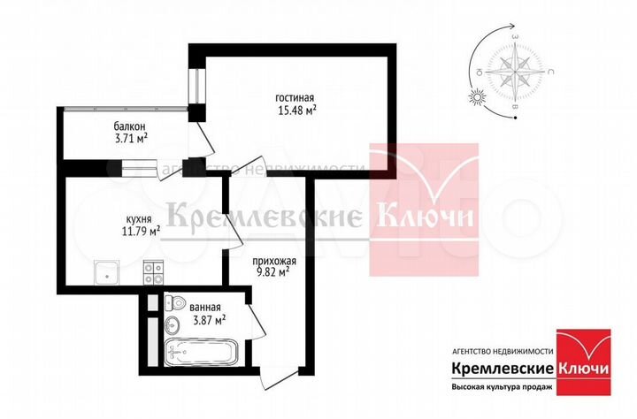 1-к. квартира, 42,1 м², 15/25 эт.
