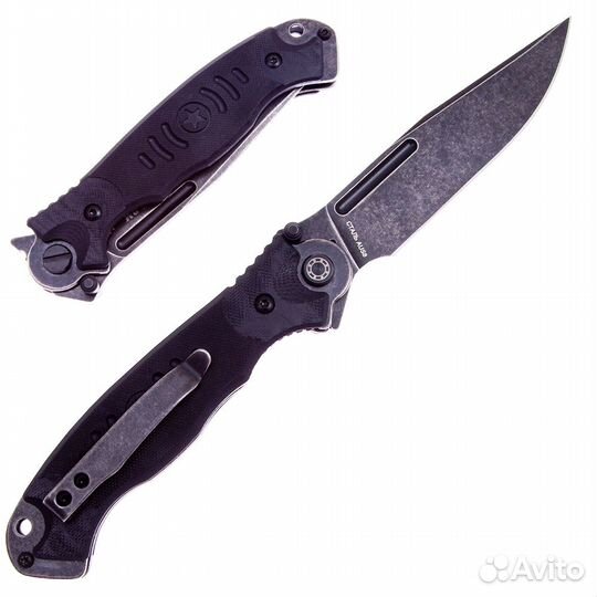 Нож складной Офицерский-2М Blackwash ст.AUS8 (нокс)