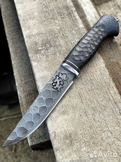 Рабочий нож «Барс» из дамасской стали