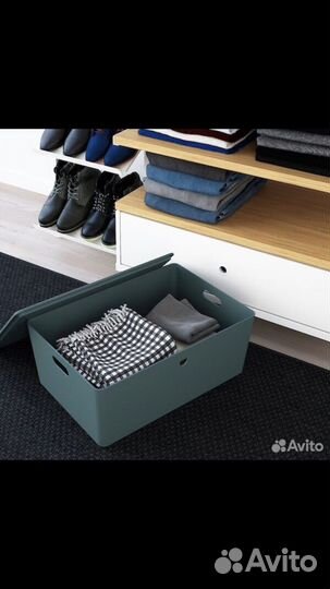 Икея контейнер Куггис новый чёрный/ бирюзовый