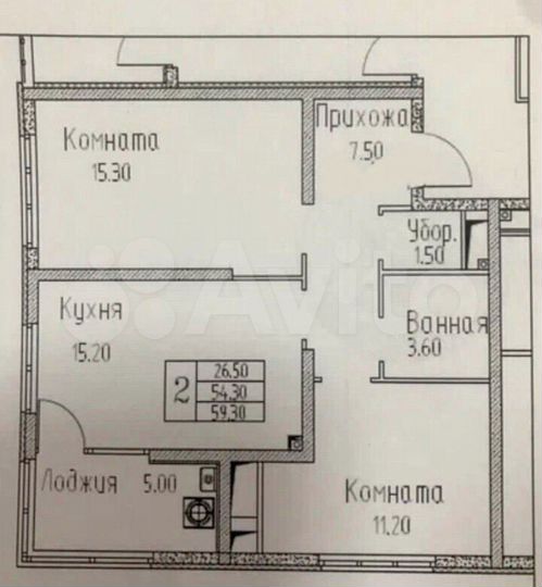 2-к. квартира, 59,3 м², 5/20 эт.