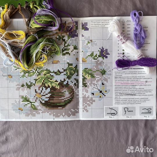 Остатки набора для вышивания, ромашки