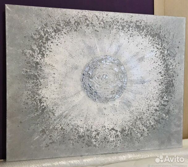 Интерьерная картина большая серебряная 100х80 см