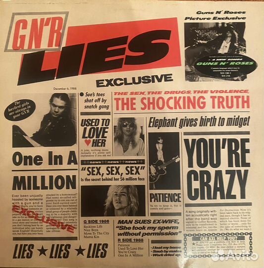 Guns n roses винил Lies 1988