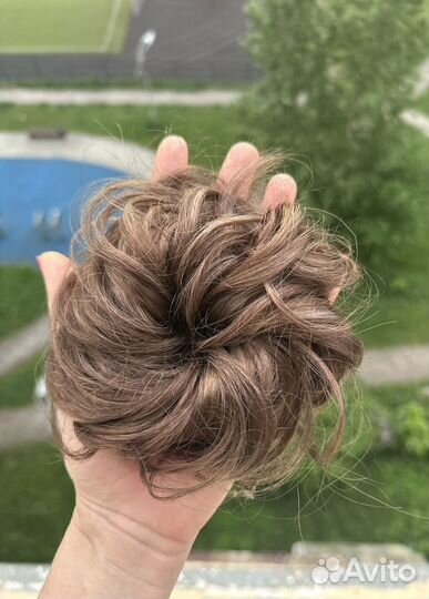 Резинка из натуральных волос, шиньон, накладка