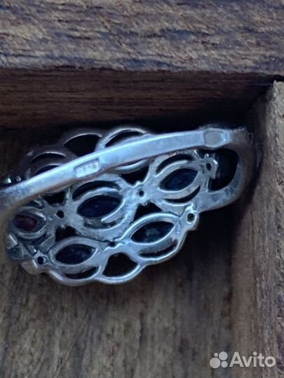 Кольцо серебро, гранаты, размер 15,5