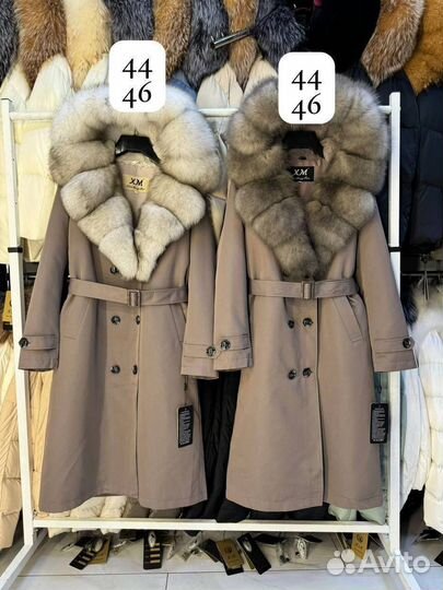 Зимнее пальто /тренч С натуральным мехом