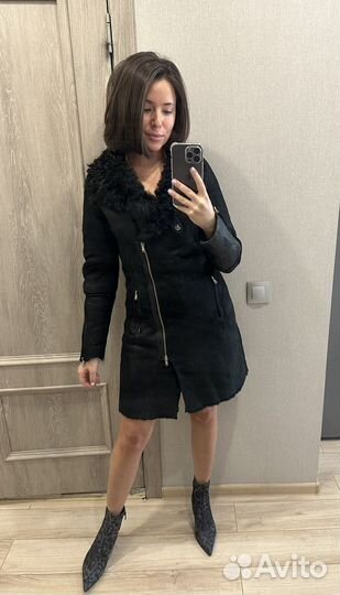 Женская кожаная дубленка снежная королева