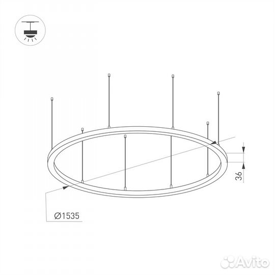 Подвесной светодиодный светильник Arlight SP-Line-Hang-Arc-O3535-D1500-124W Warm3000 034009(1)